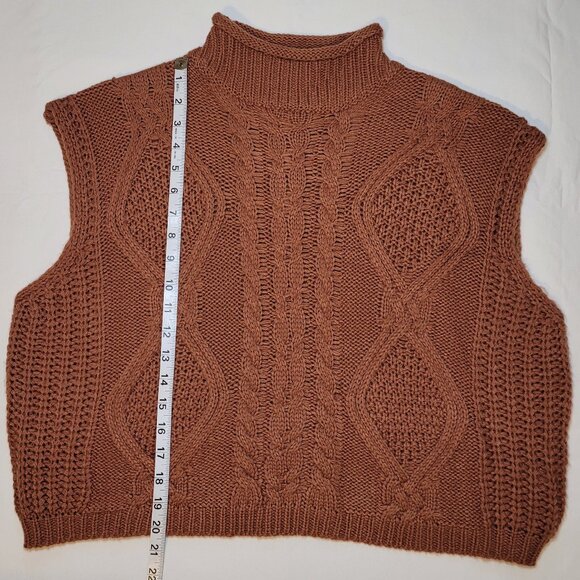 SHE + SKY Sweater Vest Rust Sleeveless Cable Knit Womens Size Small - Picture 5 of 8